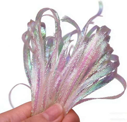 4-Piece DIY Ice Pearl Braidback - Flat Diamond Braid Lace Sparkle Shrimp Back Pearlescent Braided Fly Fishing Tying Material 2 Sizes 3mm 5mm 2.19Yards in Kuwait