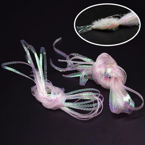 4-Piece DIY Ice Pearl Braidback - Flat Diamond Braid Lace Sparkle Shrimp Back Pearlescent Braided Fly Fishing Tying Material 2 Sizes 3mm 5mm 2.19Yards in Kuwait