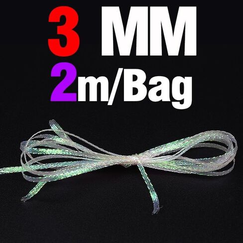 4-Piece DIY Ice Pearl Braidback - Flat Diamond Braid Lace Sparkle Shrimp Back Pearlescent Braided Fly Fishing Tying Material 2 Sizes 3mm 5mm 2.19Yards in Kuwait