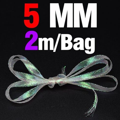 4-Piece DIY Ice Pearl Braidback - Flat Diamond Braid Lace Sparkle Shrimp Back Pearlescent Braided Fly Fishing Tying Material 2 Sizes 3mm 5mm 2.19Yards in Kuwait