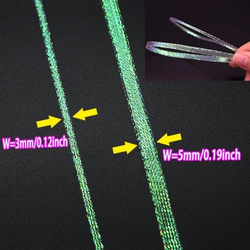 4-Piece DIY Ice Pearl Braidback - Flat Diamond Braid Lace Sparkle Shrimp Back Pearlescent Braided Fly Fishing Tying Material 2 Sizes 3mm 5mm 2.19Yards in Kuwait