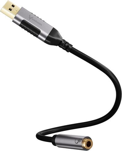 USB A to Dual 3.5mm Audio Headphone Jack Splitter, External Sound Card, USB 2.0 to 3.5mm TRS Sound & Microphone Female Port Y Splitter Aux Cord, for Headphone PS4 PS5 Gaming Streaming Meeting,1 FT in Kuwait