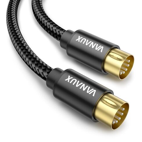 VANAUX MIDI Cable Male to Male 5-Pin MIDI Cable Compatible with MIDI Keyboard, Keyboard Synth, Rack Synth, Sampler, External Sound Card, Sound Source and More-Black (15FEET/4.6M) in Kuwait