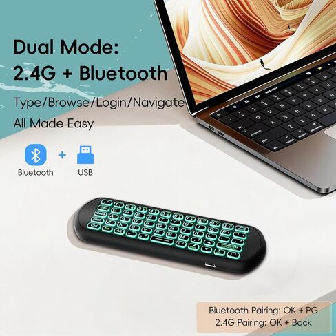 iPazzPort Air Mouse Keyboard Backlit, 2.4G & Bluetooth for Android, PC, Mac in Kuwait