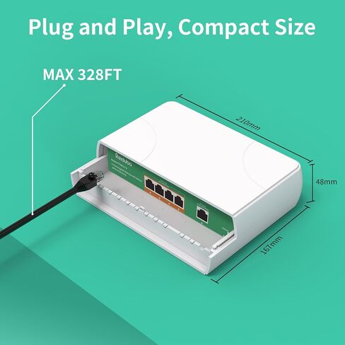 4 Port Gigabit PoE Switch Waterproof, 1000 Mbps 4 PoE+ Ports 75W, One Gigabit Uplink Port, IEEE802.3af/at Power Over Ethernet Unmanaged Outdoor Network Switch, Plug & Play (4 Ports Gigabit PoE) in Kuwait