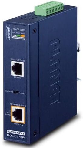 Planet IPOE-171-95W Injector - IP30, Industrial Single-Port Multi-Gigabit 802.3bt PoE++ Injector in Kuwait