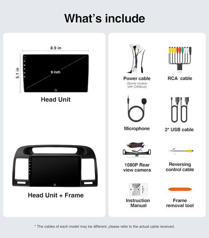 Car Radio Stereo for Toyota Camry 2002-2006, Wireless CarPlay Android Auto 9 Inch Linux Touch Screen Navigation Head Unit WiFi Bluetooth FM/AM in Kuwait