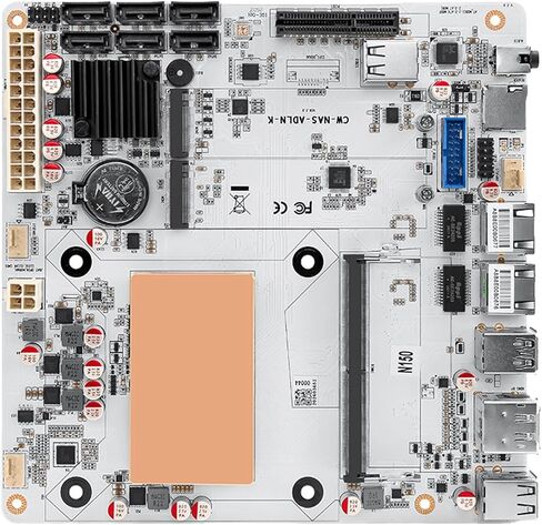 N150 Mini-ITX NAS Motherboard with Pre-Installed Low-Profile CPU Cooler, DDR5 6 SATA Dual 2.5GbE in Kuwait