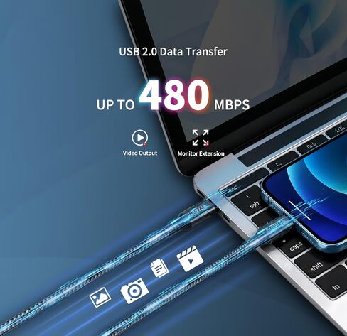 Extra Long 30 FT USB C to USB C Cable 60W, 480Mbps Data Transfer Type C Fast Charging Cord, Long Nylon Braided C to C Power Cable for iPhone 17 16 15, MacBook, iPad, Pixel, Samsung, Android in Kuwait