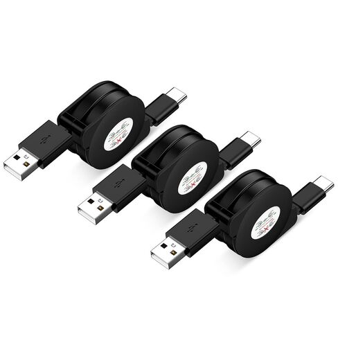 3Pack Car Carplay Cable Fast Charging 3.3FT Retractable USB Type C Android in Saudi Arabia