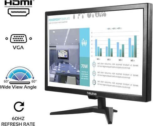 20" PC Monitor 16:9 1600x900 Kitchen Monitor LED Screen Display, 5Ms, 60 Hz, VESA Mountable, Build in Speaker, with VGA HDMI AV BNC USB for FireStick, Computer, Laptop in Kuwait
