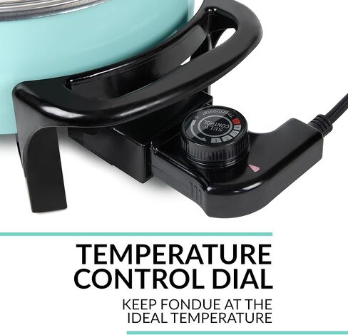 Nostalgia 12-Cup Electric Fondue Pot Set for Cheese & Chocolate - 8 Color-Coded Forks, Temperature Control - Stainless Steel Kitchen Gadgets and Appliances for Hors d'Oeuvres and More - Aqua in Kuwait