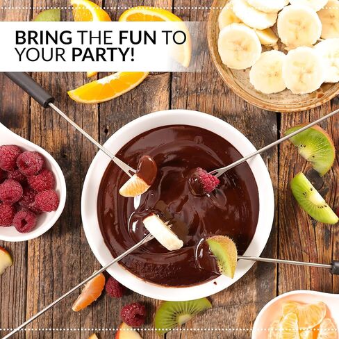 Nostalgia 12-Cup Electric Fondue Pot Set for Cheese & Chocolate - 8 Color-Coded Forks, Temperature Control - Stainless Steel Kitchen Gadgets and Appliances for Hors d'Oeuvres and More - Aqua in Kuwait
