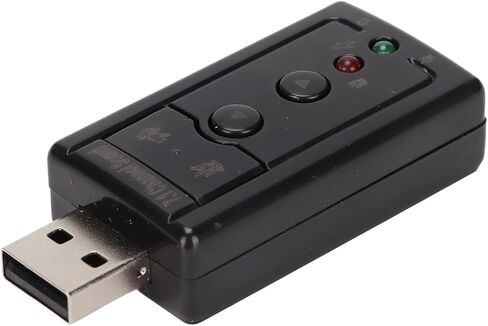 7.1 Channel Virtual Sound Card with LED Indicator for Desktop, Laptop, USB, 3D Sound, Microphone Ports, Black in Kuwait