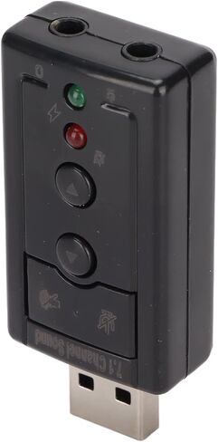 7.1 Channel Virtual Sound Card with LED Indicator for Desktop, Laptop, USB, 3D Sound, Microphone Ports, Black in Kuwait