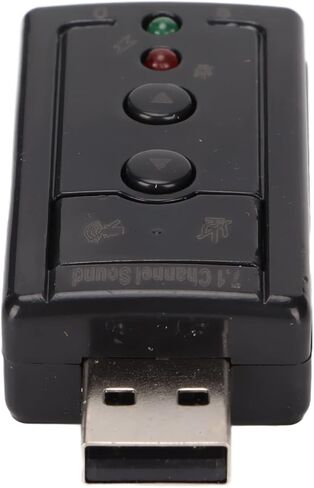 7.1 Channel Virtual Sound Card with LED Indicator for Desktop, Laptop, USB, 3D Sound, Microphone Ports, Black in Kuwait