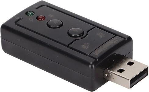 7.1 Channel Virtual Sound Card with LED Indicator for Desktop, Laptop, USB, 3D Sound, Microphone Ports, Black in Kuwait