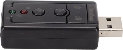 7.1 Channel Virtual Sound Card with LED Indicator for Desktop, Laptop, USB, 3D Sound, Microphone Ports, Black in Kuwait