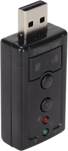 7.1 Channel Virtual Sound Card with LED Indicator for Desktop, Laptop, USB, 3D Sound, Microphone Ports, Black in Kuwait