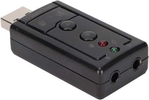 7.1 Channel Virtual Sound Card with LED Indicator for Desktop, Laptop, USB, 3D Sound, Microphone Ports, Black in Kuwait
