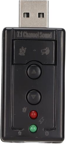 7.1 Channel Virtual Sound Card with LED Indicator for Desktop, Laptop, USB, 3D Sound, Microphone Ports, Black in Kuwait