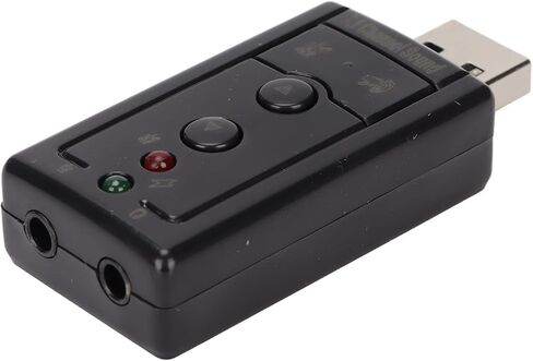 7.1 Channel Virtual Sound Card with LED Indicator for Desktop, Laptop, USB, 3D Sound, Microphone Ports, Black in Kuwait
