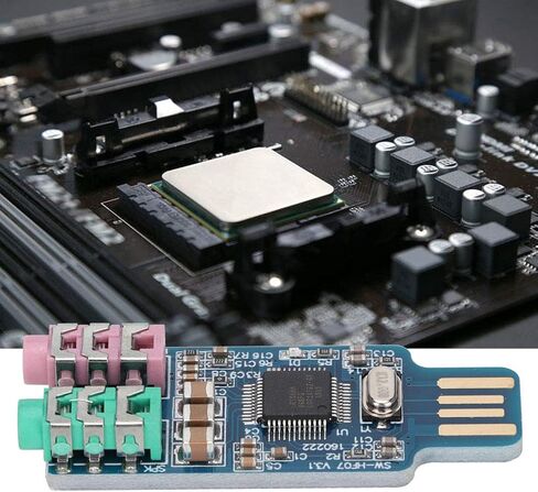 USB Sound Card CM108 External Audio Adapter Portable for Computer Laptop, No Driver Needed in Kuwait
