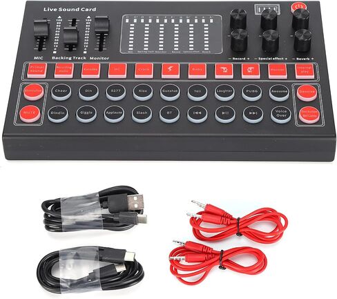 Bewinner M9 Bluetooth Sound Card Set, 16bit Dual Channel Bluetooth 5.0 Live Sound Card Kit Reverb Monitoring 1200mAh for Live Broadcast Singing Podcast Recording in Kuwait