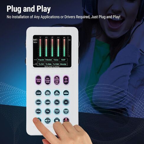 Asixxsix Portable Voice Changer Live Sound Card, Cool LED Lights Sound Board Voice Disguiser with 8 Effects for PC Phone Laptop for Game Music Recording Gaming in Kuwait