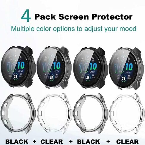 4 Pack Forerunner 965 Screen Protector Case Compatible with Garmin Forerunner® 965 Running Smartwatch, Soft Flexible TPU Thin Lightweight Protective Cover [NO Front Screen Protector] in Kuwait