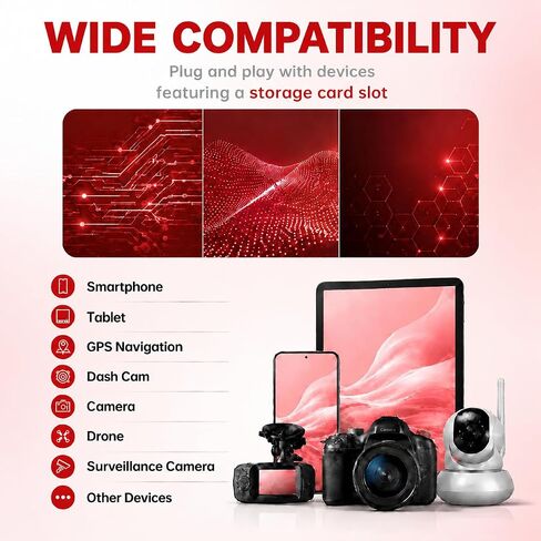 SD Card with Adapter, Memory TF Card, UHS-I C10 A1 Memory Card for Smartphones, Tablets, Cameras and Dash Cam in Kuwait