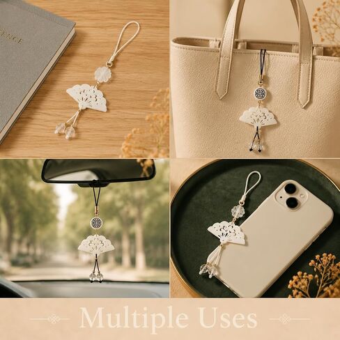 BUNNYTOO 2Pcs Handmade Phone Charm Good Luck White Jade Beaded Camera Cell Phone Strap Bag Charms Decor for Women Y2K Accessories Keychain Pendant Gift in Kuwait