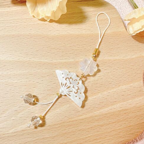 BUNNYTOO 2Pcs Handmade Phone Charm Good Luck White Jade Beaded Camera Cell Phone Strap Bag Charms Decor for Women Y2K Accessories Keychain Pendant Gift in Kuwait