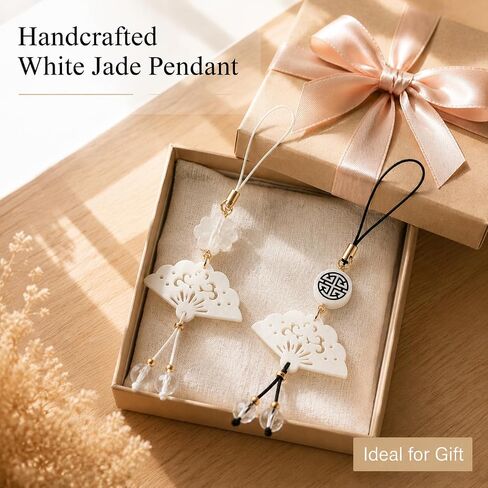 BUNNYTOO 2Pcs Handmade Phone Charm Good Luck White Jade Beaded Camera Cell Phone Strap Bag Charms Decor for Women Y2K Accessories Keychain Pendant Gift in Kuwait