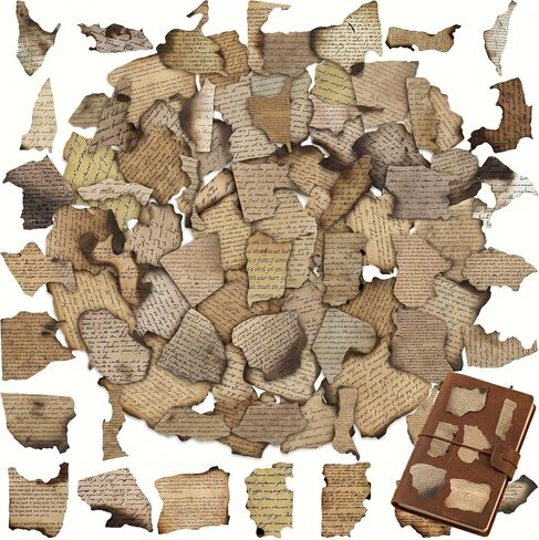 50Pcs Retro Burnt English Fragment Vinyl Sticker Pack, Vintage Paper Collage Decals for Scrapbooking, Journal, Laptop, Water Bottle, Skateboard, Phone, Car, Travel Gear in Kuwait