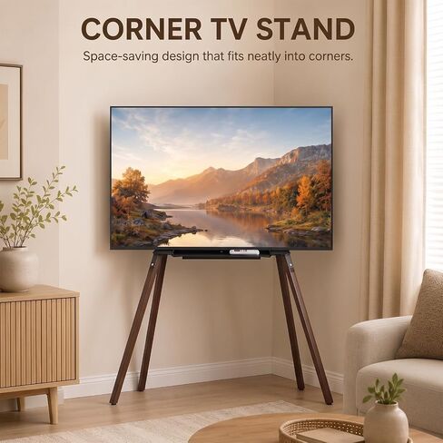 Easel TV Stand 32-70 Inch, 4-Leg Wood Stand with Shelf in Kuwait