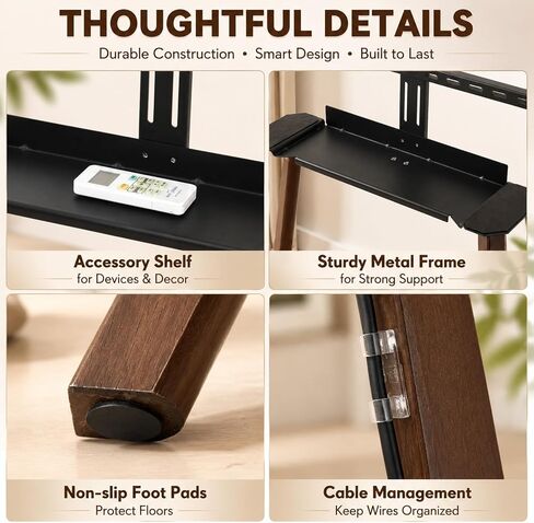 Easel TV Stand 32-70 Inch, 4-Leg Wood Stand with Shelf in Kuwait