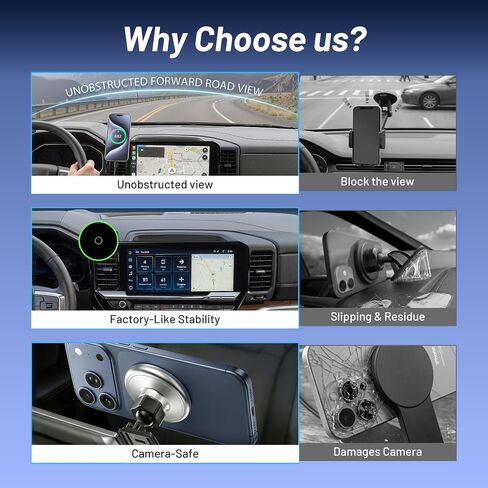 Phone Holder for Chevy Silverado 1500/2500/3500 (2022-2026, ONLY Fits 13.4" Screen), MagSafe Car Mount, 15W Magnetic Wireless Charger, 360° Rotating, Hands Free, 2023 Silverado Accessories Interior in Saudi Arabia