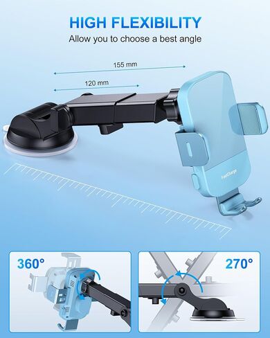 Wireless Car Charger, 15W Fast Charging Auto Clamping Car Charger Phone Mount Phone Holder fit for iPhone 15 14 13 12 11 Pro Max Xs, Samsung Galaxy S24 Ultra S23 S22 S21, S20, S10+, Cyan in Kuwait