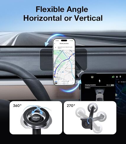 Wigoo for Tesla Model 3/Y/YL Accessories Magnet Phone Mount, Clamp(No Glue) in Saudi Arabia