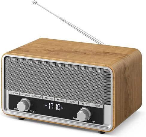 Vintage Wood AM FM Bluetooth Radio with Clear LCD Display in Kuwait