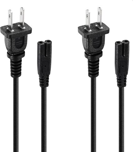 PS5 Power Cord & Xbox Series X/S Power Cable - 2 Pack Replacement 2 Prong Universal Figure 8 Non-Polarized AC Cord for PlayStation 5/PS4 Slim/PS3, Xbox One X/S,Series X/S - Power Supply & Durable 5FT in Saudi Arabia