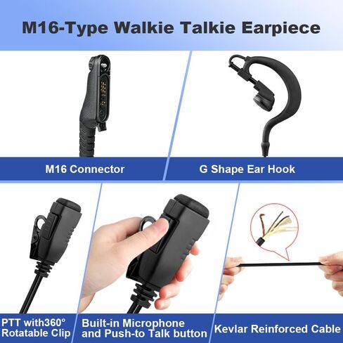 Radio Earpiece with PTT Mic, G-Shape Earhook for Motorola MXP600/R7 in Kuwait