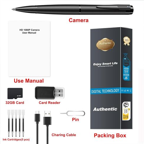 Mini Camera Pen 1080P HD Pet Security Small Cameras Nanny Cam in Kuwait