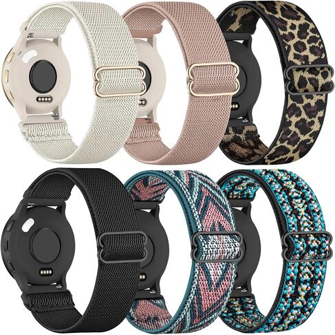 6 Pack 18mm Stretchy Nylon Watch Bands Compatible with Garmin Venu 4 41mm/Venu 3S/Venu 2S/Vivoactive 4S/Vivomove 3S/Forerunner 255S/Forerunner 265S, Loop Elastic Straps for Women Men in Saudi Arabia
