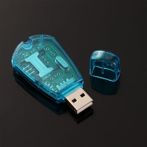 USB SIM Card Reader for PC, Compatible with Windows XP/Vista/7, Standard SIM Backup and Copy Tool with SMS Management, Clear Blue in Kuwait