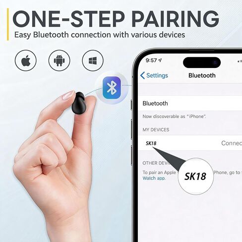 Mini Invisible Earbuds Wireless Bluetooth, Small Earbuds for Small Ears Canals, Tiny Discreet Sleep Headphones for Side Sleepers, Comfortable Noise Canceling Earphones for Work Gym, Skin in Kuwait