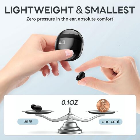 Mini Invisible Earbuds Wireless Bluetooth, Small Earbuds for Small Ears Canals, Tiny Discreet Sleep Headphones for Side Sleepers, Comfortable Noise Canceling Earphones for Work Gym, Skin in Kuwait