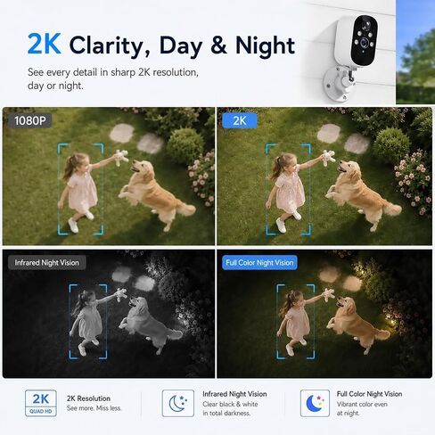 XVIM 2Pcs 2K Solar Security Wireless Camera Outdoor in Kuwait