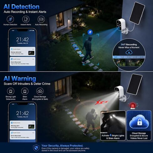 XVIM 2Pcs 2K Solar Security Wireless Camera Outdoor in Kuwait